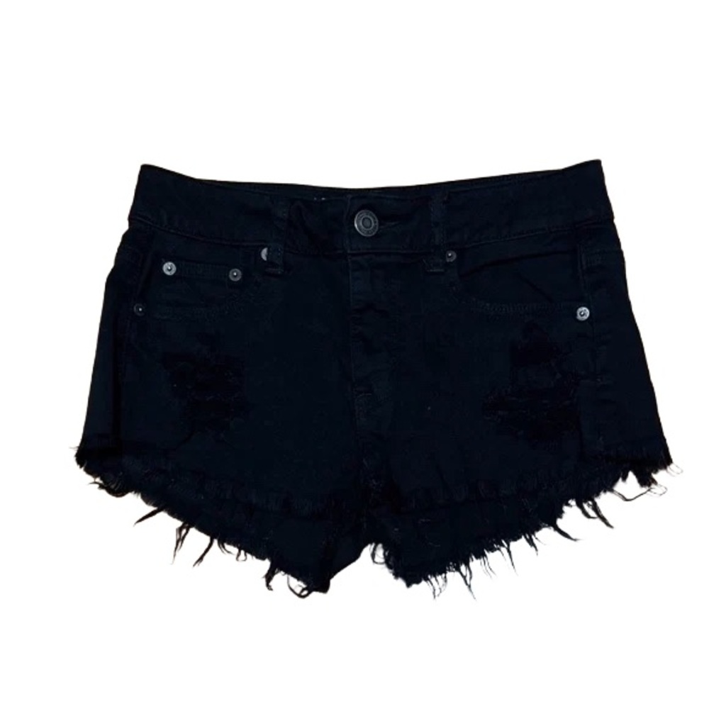 American Eagle Outfitters Black Distressed Jean Shorts